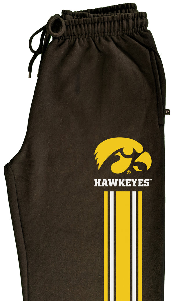 Iowa Hawkeyes Premium Sweatpants - IOWA Hawkeyes Vertical Stripe with Tigerhawk