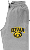 Iowa Hawkeyes Premium Fleece Sweatpants - IOWA Oval Tigerhawk on Gray