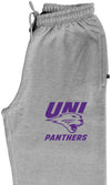 Northern Iowa Panthers Premium Fleece Sweatpants - Purple UNI Panthers Logo on Gray