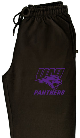 Northern Iowa Panthers Premium Fleece Sweatpants - Purple UNI Panthers Logo on Black