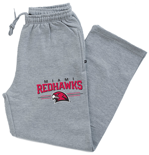 Miami University RedHawks Premium Fleece Sweatpants - Hawk Head 3-Stripe
