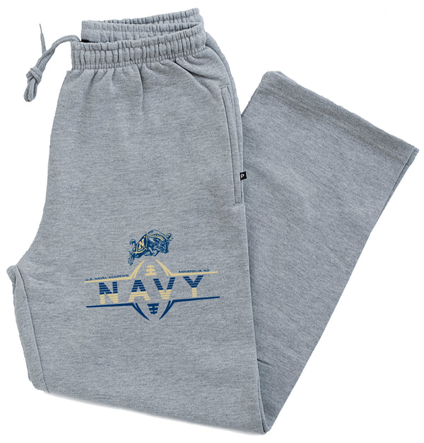Navy Midshipmen Premium Fleece Sweatpants - Navy Football Laces and Goat