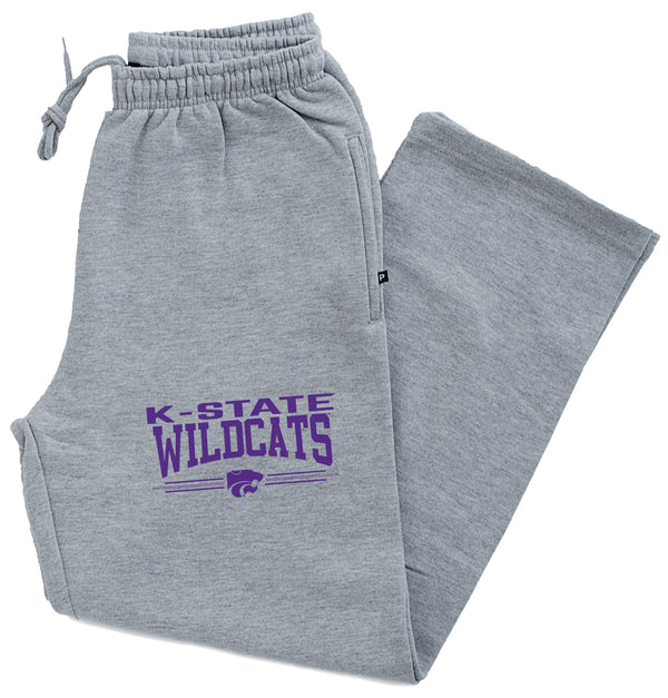K-State Wildcats Premium Fleece Sweatpants - K-State Wildcats 3 Stripe Powercat