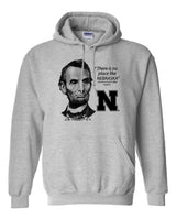 Abe Lincoln "No place like NEBRASKA" Huskers Hooded Sweatshirt