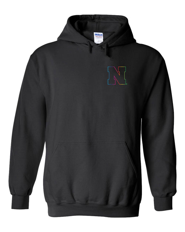 Nebraska Rainbow Outline N Hooded Sweatshirt