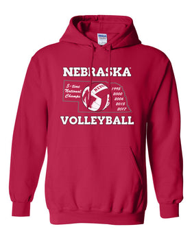 Nebraska Volleyball 5-Time National Champions Hooded Sweatshirt