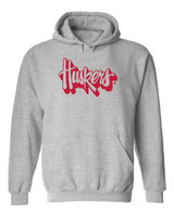 Nebraska Huskers Hooded Sweatshirt - Red Script Huskers Outline