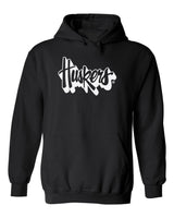 Nebraska Huskers Hooded Sweatshirt - White Script Huskers Outline