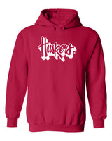 Nebraska Huskers Hooded Sweatshirt - White Script Huskers Outline