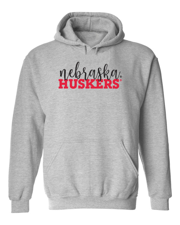 Nebraska Huskers Hooded Sweatshirt - Script Nebraska Block Huskers