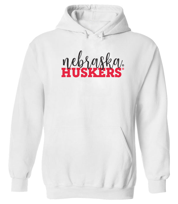 Nebraska Huskers Hooded Sweatshirt - Script Nebraska Block Huskers