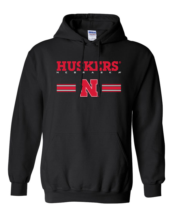 Nebraska Husker Sweatshirt Hooded - HUSKERS Stripe N