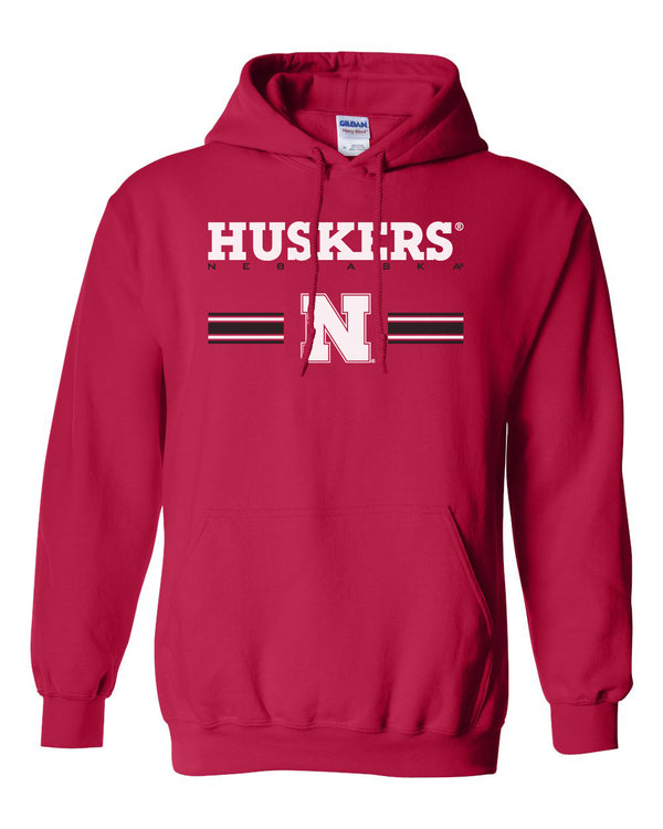Nebraska Husker Sweatshirt Hooded - HUSKERS Stripe N