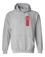 Nebraska Huskers Hooded Sweatshirt - Vertical Stripe Script Huskers