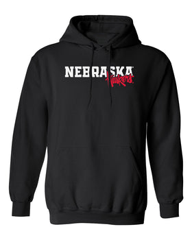 Nebraska Huskers Hooded Sweatshirt - Nebraska Huskers Script Overlapping