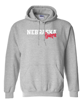 Nebraska Huskers Hooded Sweatshirt - Nebraska Huskers Script Overlapping