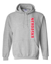 Nebraska Huskers Hooded Sweatshirt - Vertical Nebraska Red & White Fade
