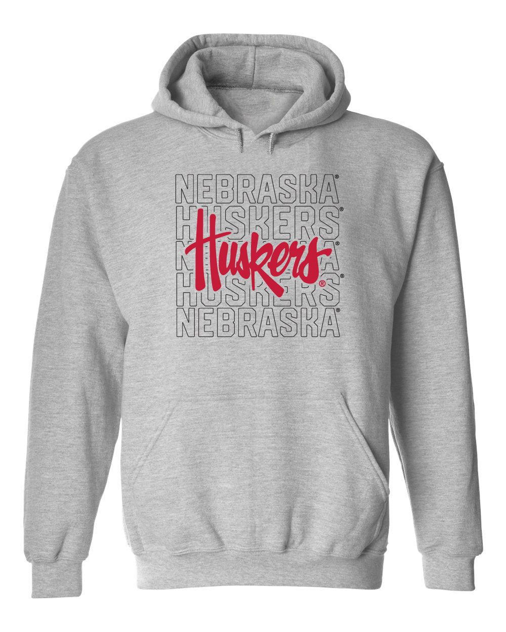 Nebraska Huskers Hooded Sweatshirt - Script Huskers Overlay