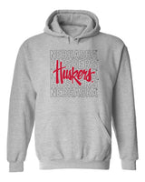 Nebraska Huskers Hooded Sweatshirt - Script Huskers Overlay