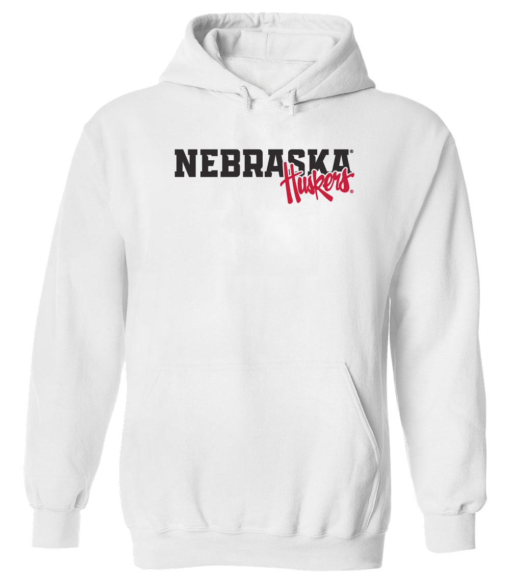 Nebraska Huskers Hooded Sweatshirt Script Huskers Overlap Nebraska 4X by CornBorn