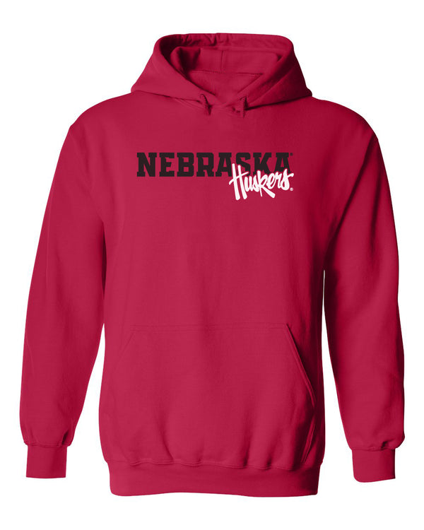 Nebraska Huskers Hooded Sweatshirt - Script Huskers Overlap