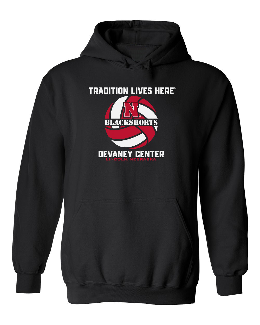 Nebraska Huskers Hooded Sweatshirt - Blackshorts Volleyball Tradition Lives Here