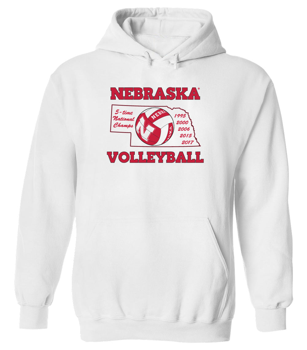 Nebraska Huskers Hooded Sweatshirt Huskers Volleyball 5 Time National Champions X Large by CornBorn