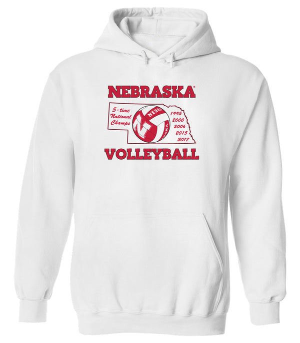 Nebraska Huskers Hooded Sweatshirt - Huskers Volleyball 5-Time National Champions