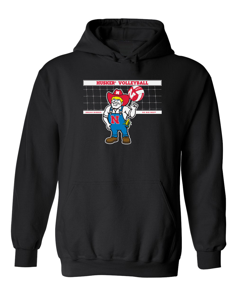 Nebraska Huskers Hooded Sweatshirt - Nebraska Volleyball with Herbie Husker