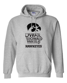 Iowa Hooded Sweatshirt - Iowa Hawkeye State Outline