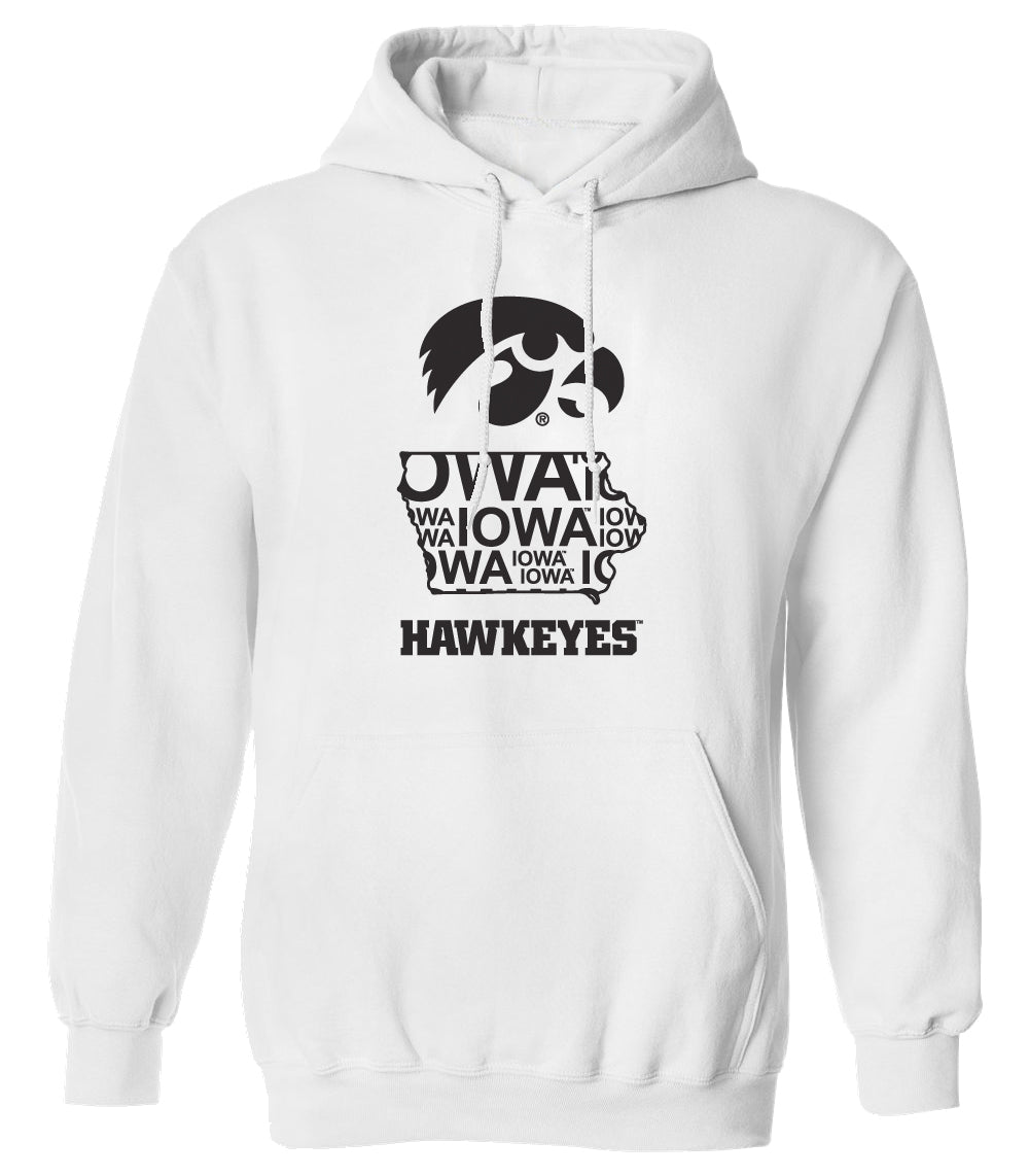 Iowa Hawkeyes Hooded Sweatshirt - Iowa Hawkeye State Outline