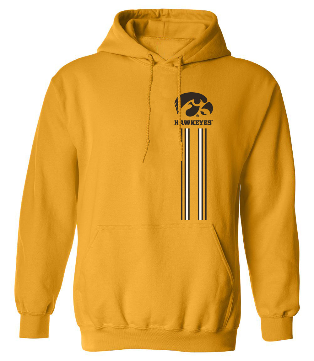Iowa Hawkeyes Hooded Sweatshirt - IOWA Hawkeyes Vertical Stripe with Tigerhawk