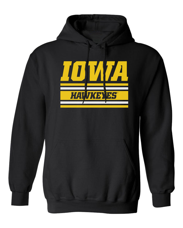 Iowa Hawkeyes Hooded Sweatshirt - Horizontal Stripe Italic Iowa HAWKEYES