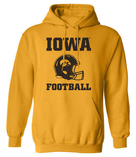 Iowa Hawkeyes Hooded Sweatshirt - Iowa Football Helmet on Gold