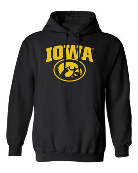 Iowa Hawkeyes Hooded Sweatshirt - IOWA Oval Tigerhawk on Black