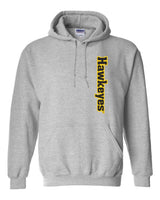 Iowa Hawkeyes Hooded Sweatshirt - Vertical Offset Hawkeyes on Gray