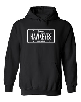 Iowa Hawkeyes Hooded Sweatshirt - Blackout Hawkeyes License Plate