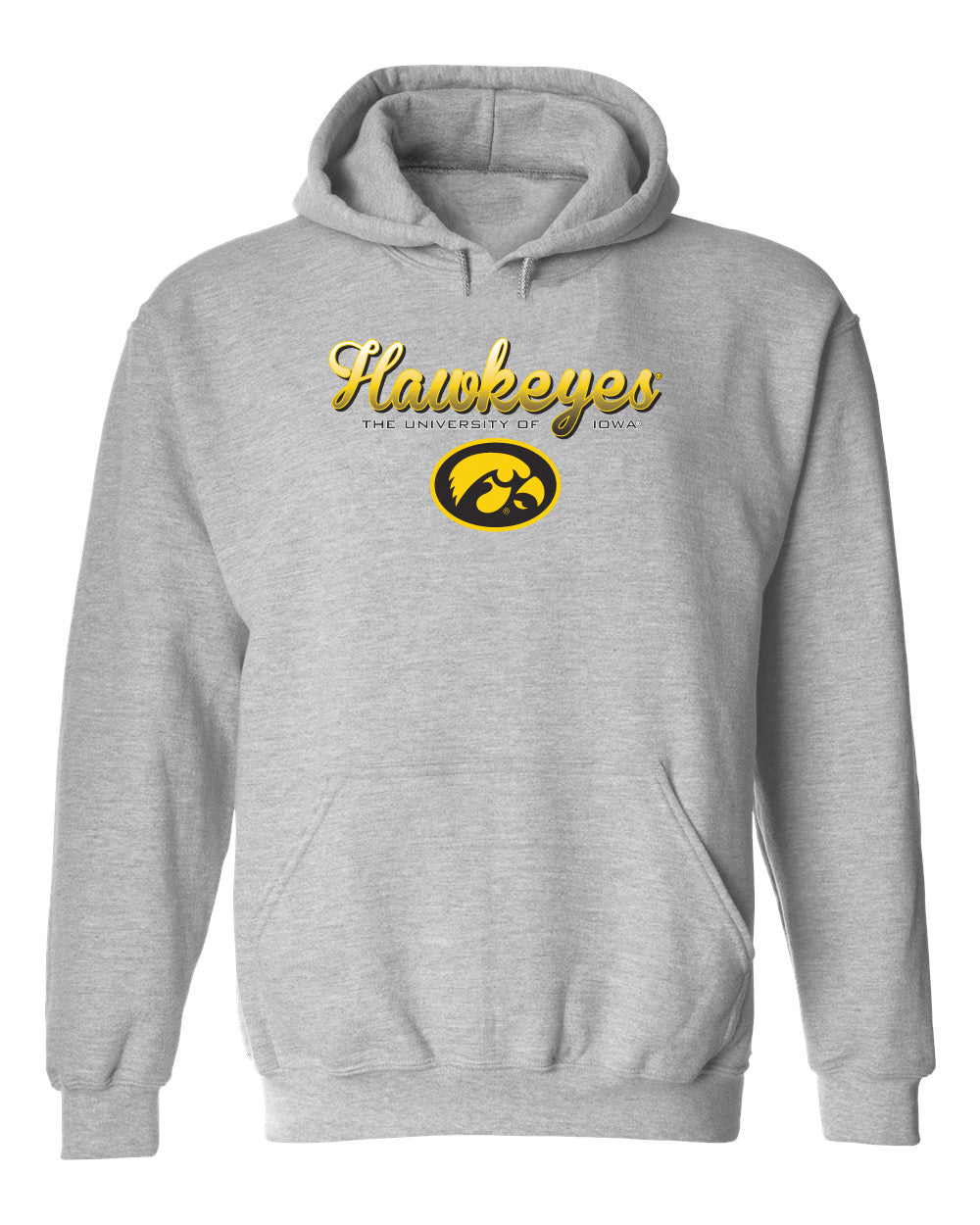 Iowa Hawkeyes Hooded Sweatshirt - Script Hawkeyes Full Color Fade Oval Tigerhawk