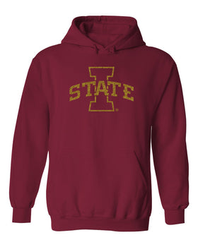 Iowa State Cyclones Hooded Sweatshirt - I-State Logo in Gold Glitter
