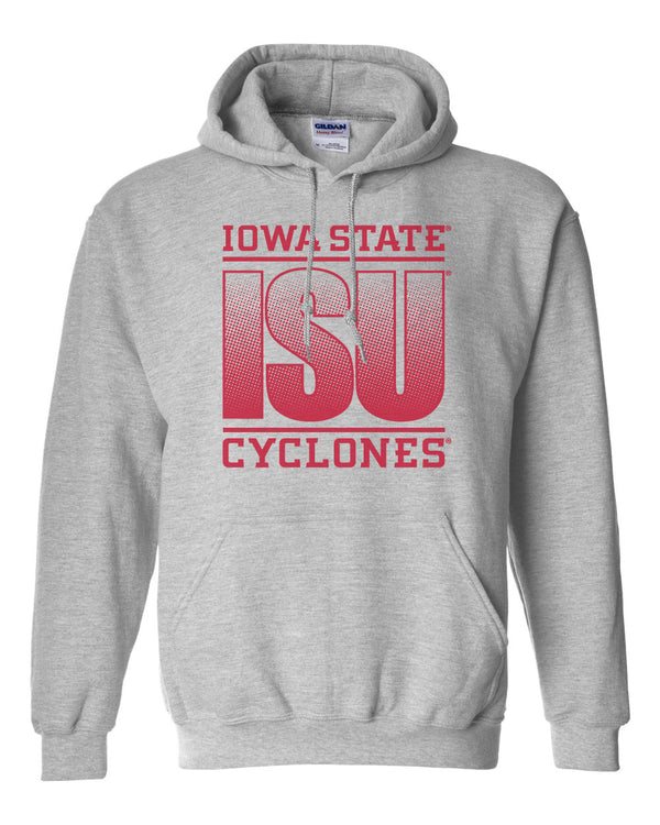 Iowa State Cyclones Hooded Sweatshirt - ISU Fade Red on Gray