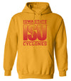 Iowa State Cyclones Hooded Sweatshirt - ISU Fade Red on Gold