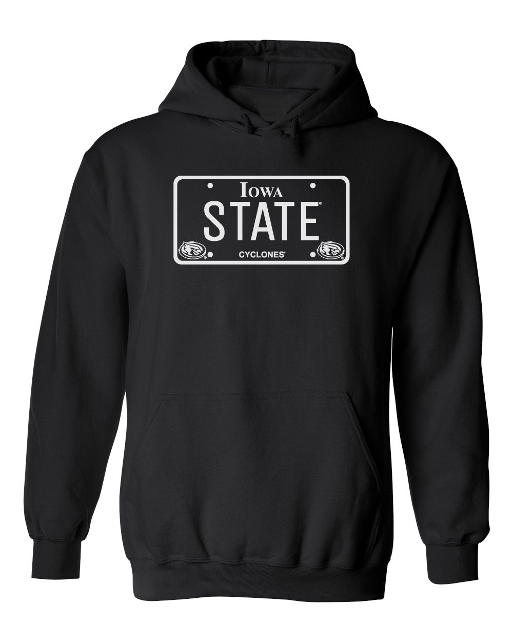 Iowa State Cyclones Hooded Sweatshirt - Blackout Iowa State Cyclones License Plate