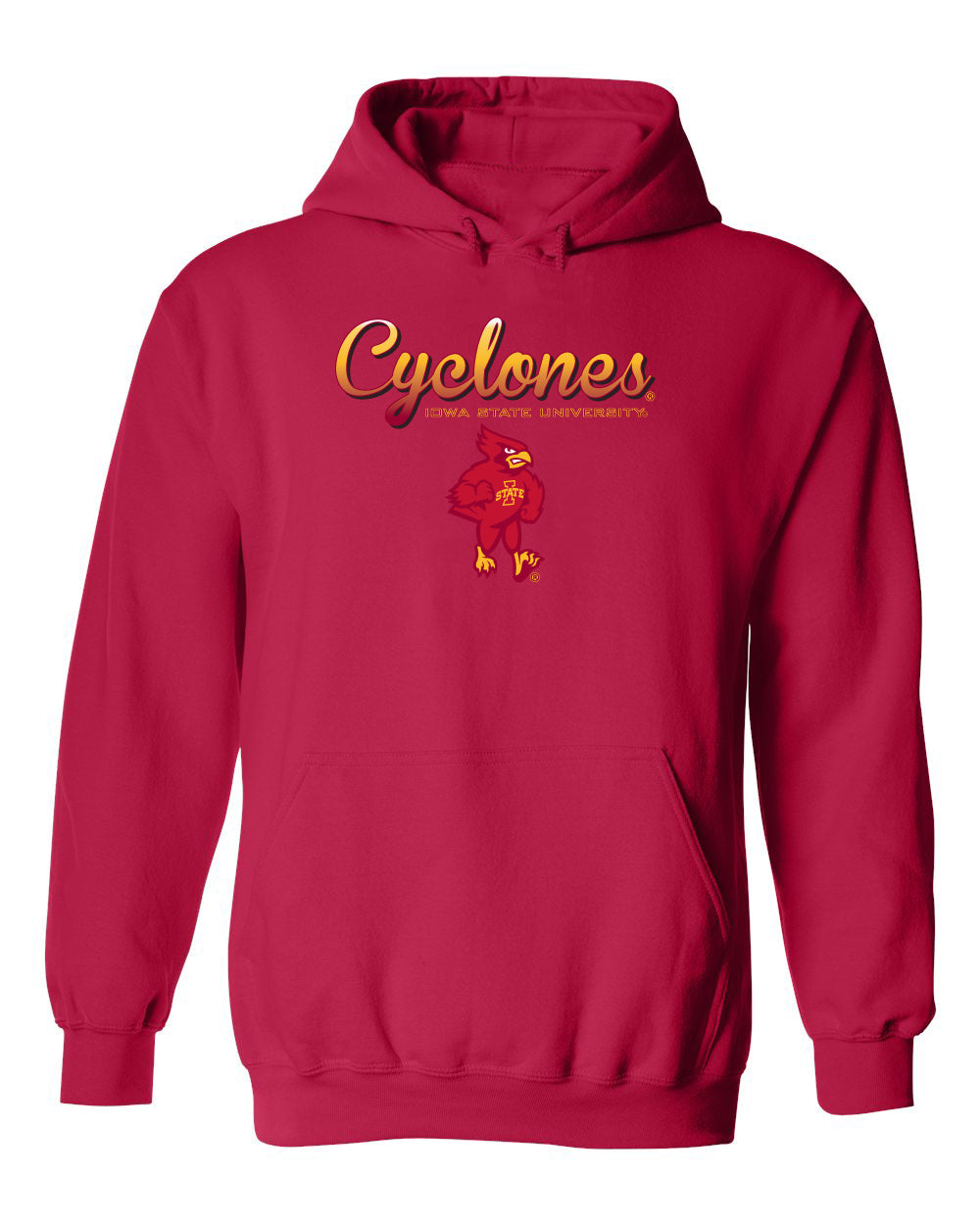 Iowa State Cyclones Hooded Sweatshirt - Script Cyclones Full Color Fade with Cy