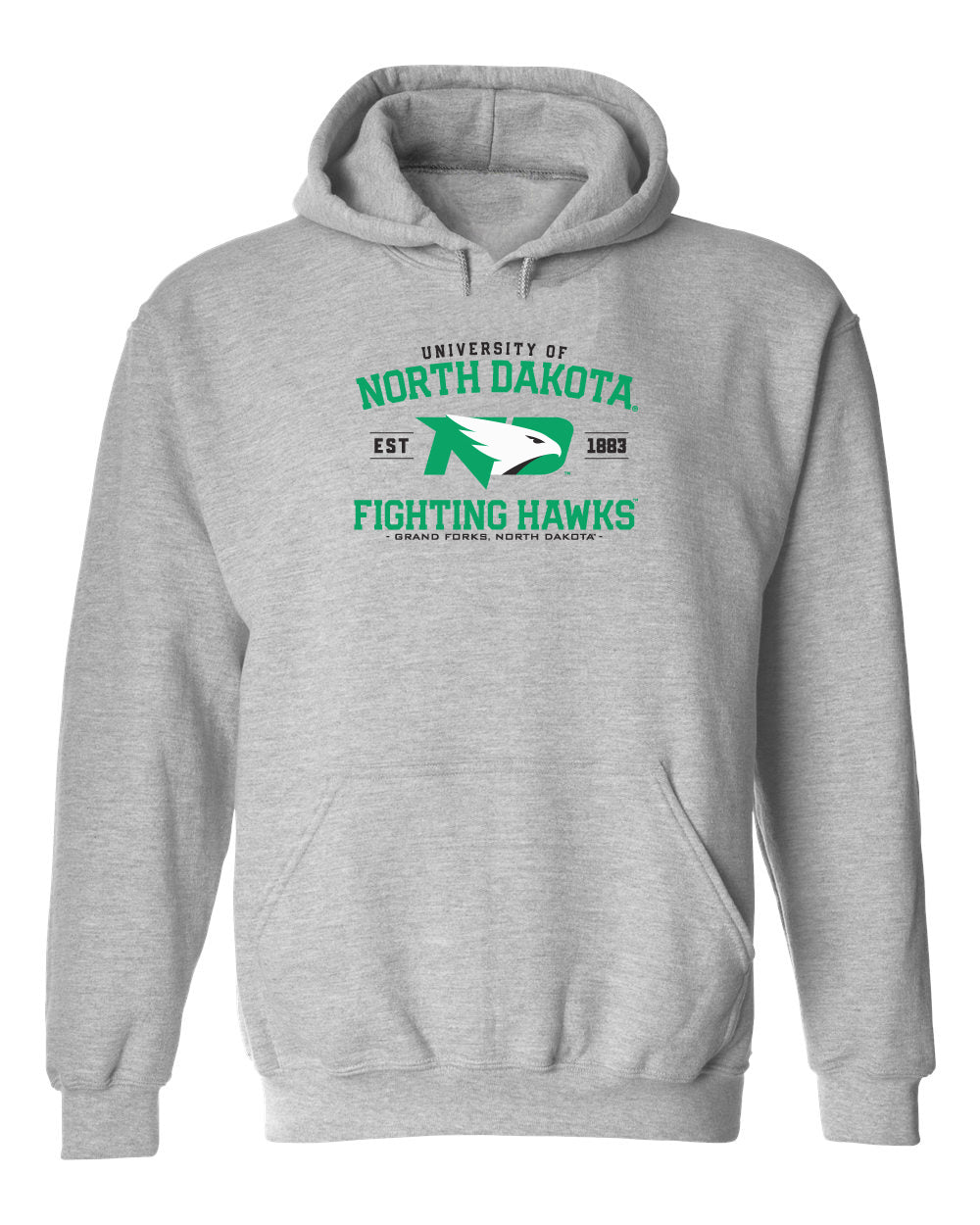 North Dakota Fighting Hawks Hooded Sweatshirt - North Dakota Arch Primary Logo