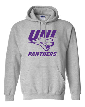 Northern Iowa Panthers Hooded Sweatshirt - Purple UNI Panthers Logo on Gray