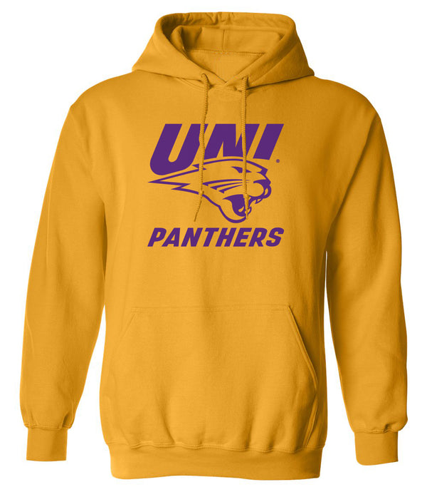 Northern Iowa Panthers Hooded Sweatshirt - Purple UNI Panthers Logo on Gold