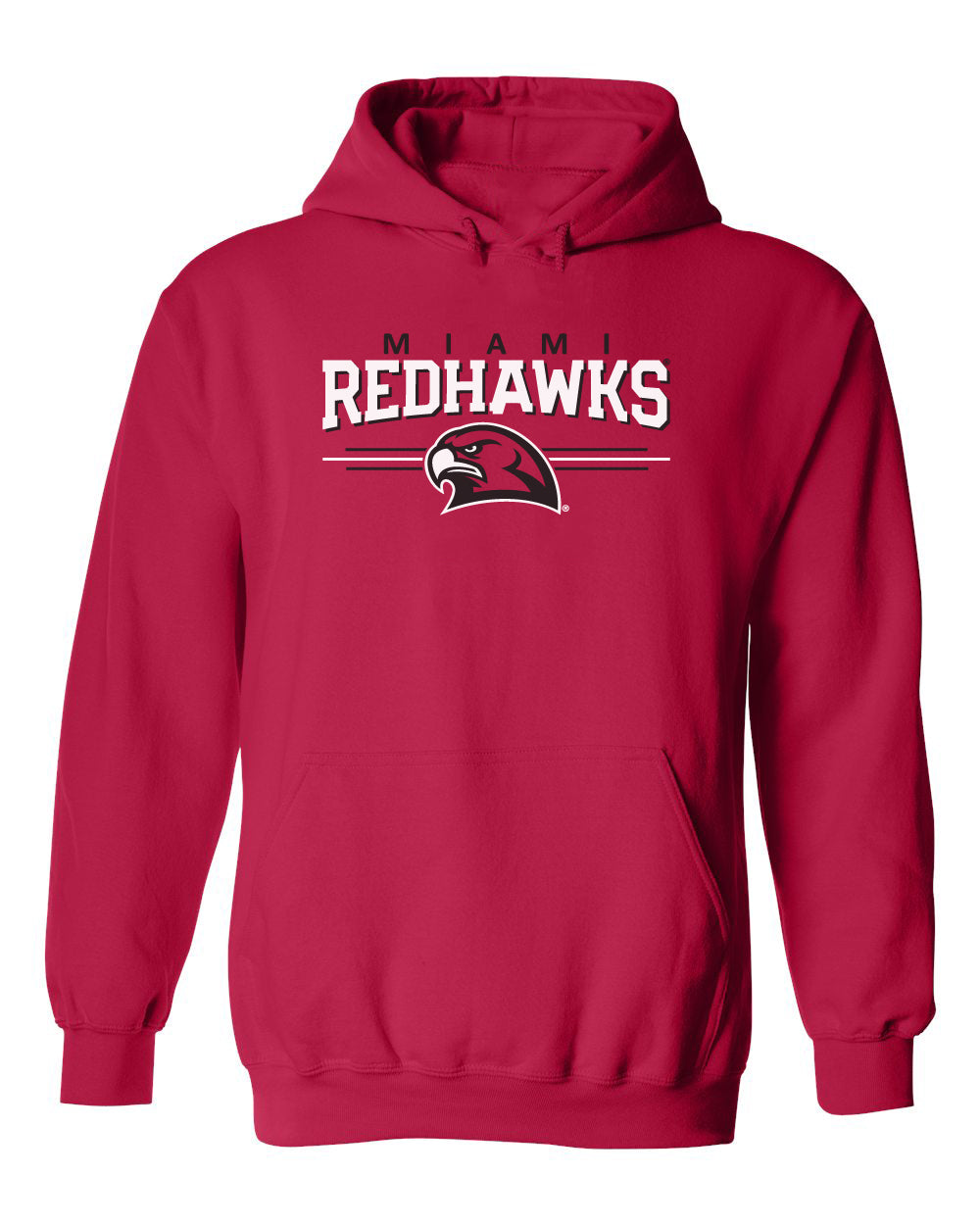 Miami University RedHawks Hooded Sweatshirt - Hawk Head 3-Stripe