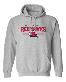 Miami University RedHawks Hooded Sweatshirt - Hawk Head 3-Stripe