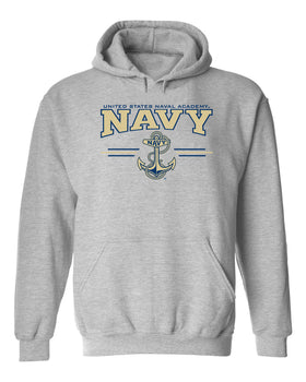 Navy Midshipmen Hooded Sweatshirt - U.S. Navy 3 Stripe Anchor Logo
