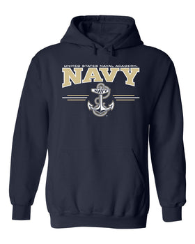 Navy Midshipmen Hooded Sweatshirt - U.S. Navy 3 Stripe Anchor Logo